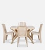 Outdoor Plastic Table and Chair Set in Beige with 4 Chairs