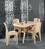 Outdoor Plastic Table and Chair Set in Beige with 4 Chairs