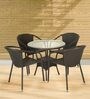 Outdoor Wicker Table and Chair Set in Dark Brown Finish