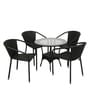 Outdoor Wicker Table and Chair Set in Black with 4 Chairs