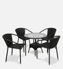 Outdoor Wicker Table and Chair Set in Black with 4 Chairs
