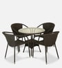 Outdoor Wicker Table and Chair Set in Dark Brown Finish