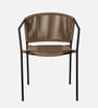 Outdoor Metal Patio Chair in Beige & Brown Finish