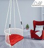 C shape Indoor Fabric Swing in White & Red Colour