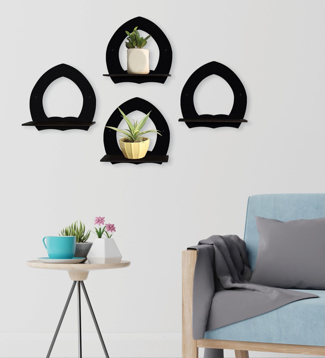 Buy Oval (Set of 4) Engineered Wood Wall Hanging Planter by Random