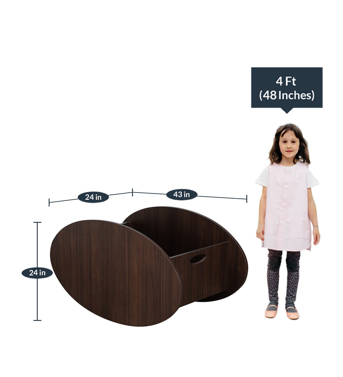 Buy Oval Kids Cradle in Dark Brown Colour Mollycoddle by Pepperfry