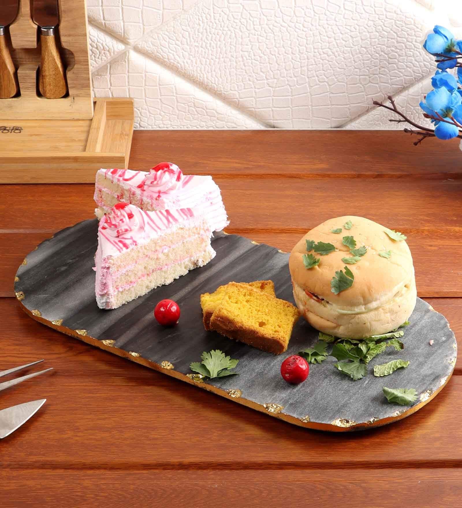 Oval Marble Serving Tray with Gold Foil (Black) Oval Marble Serving Tray with Gold Foil (Black)