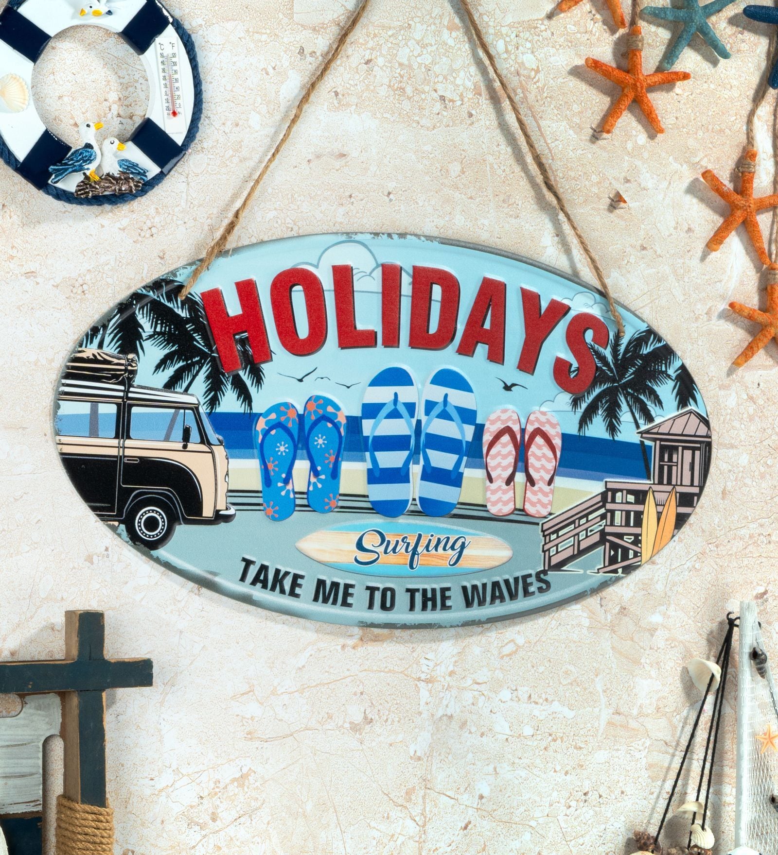 Oval Plates Big Wall Sign Holiday Beach Coastal Decor