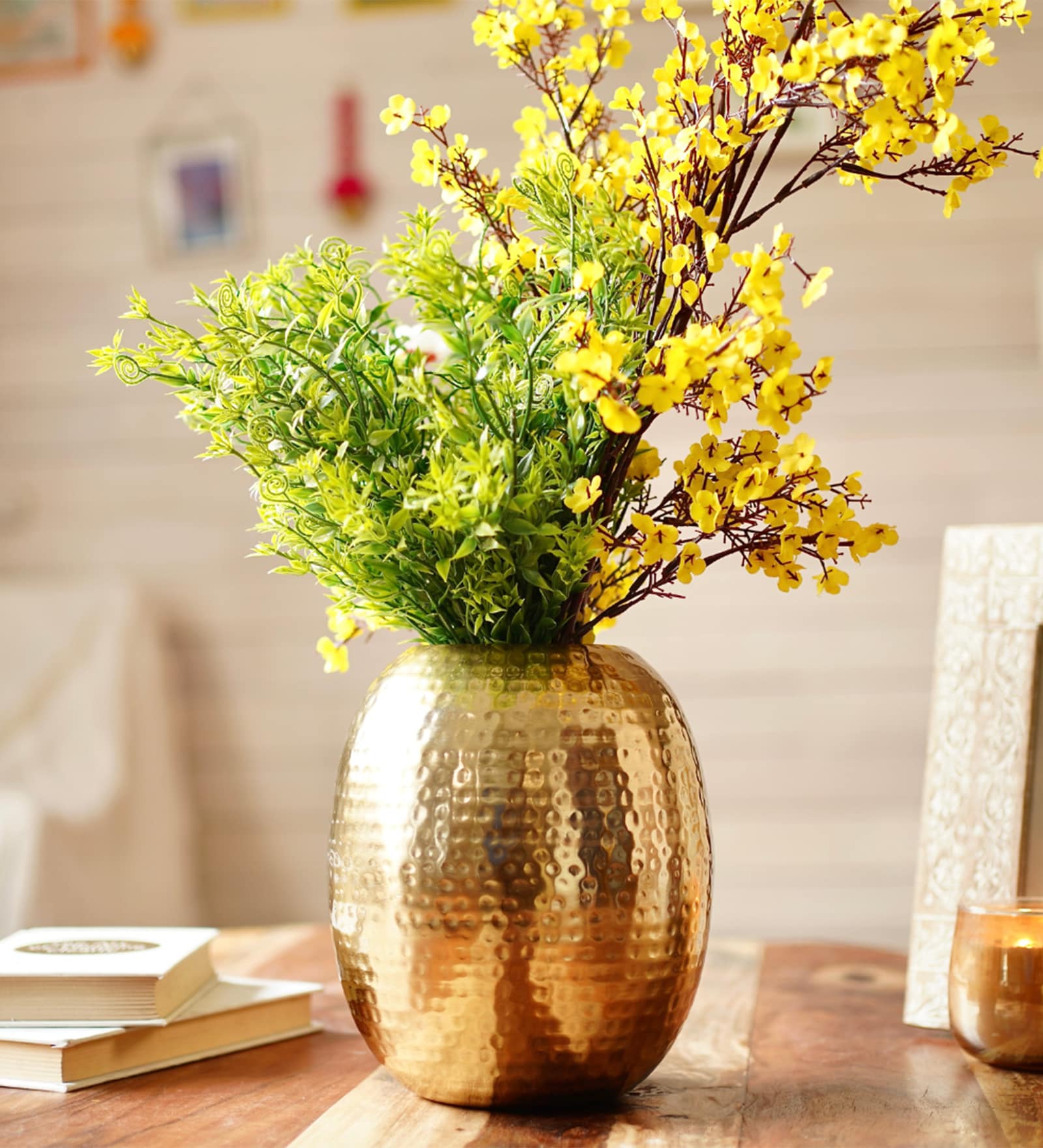 Oval Shape Large Gold Metal Vase