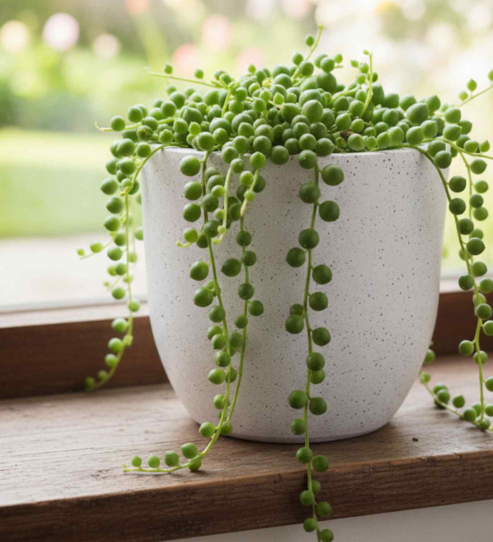 White Ovalo Marble 10 Inch Ribbed Plastic Planter