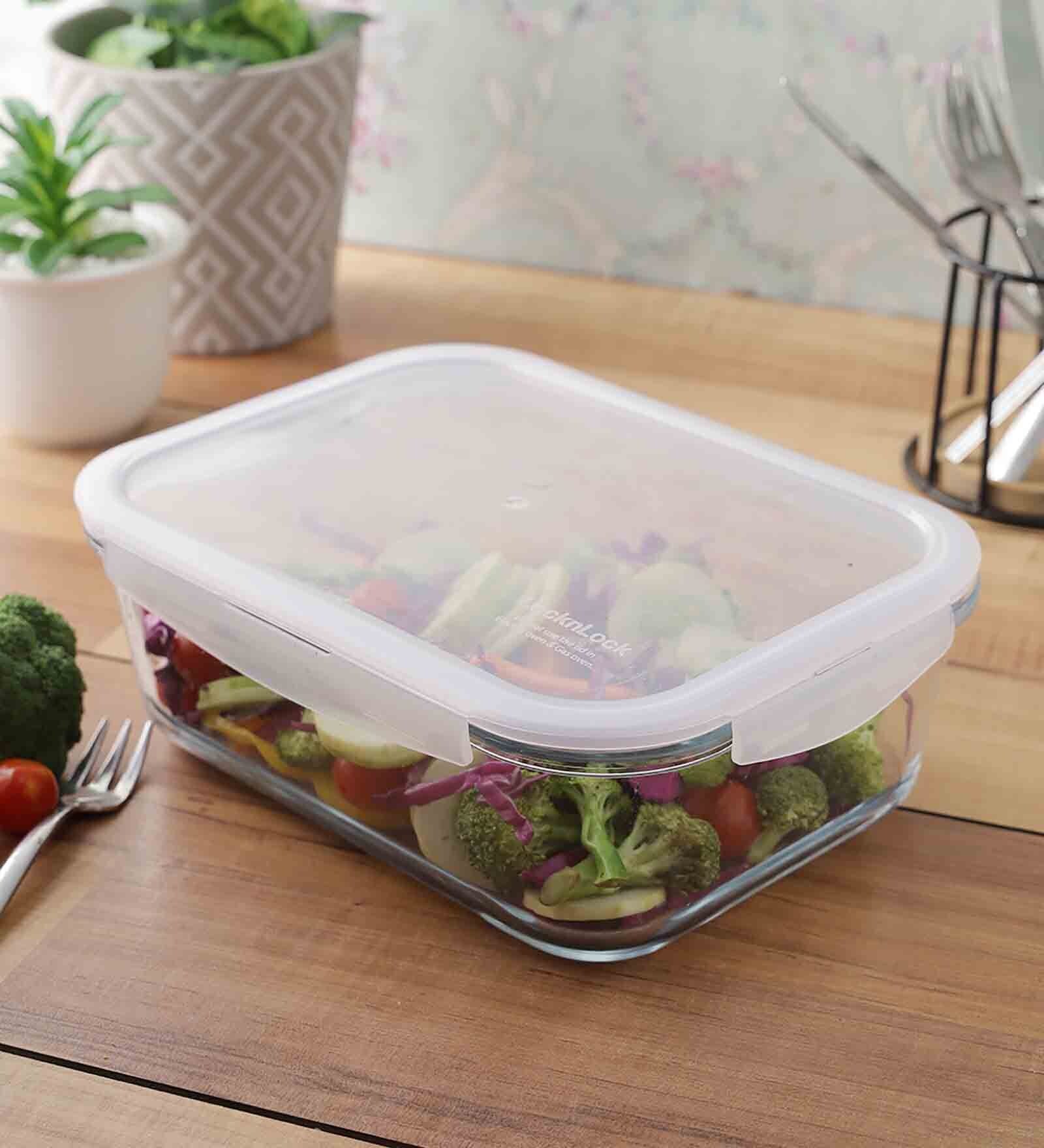 Oven Glass 2 Litres Transparent Glass Airtight Food Storage Container