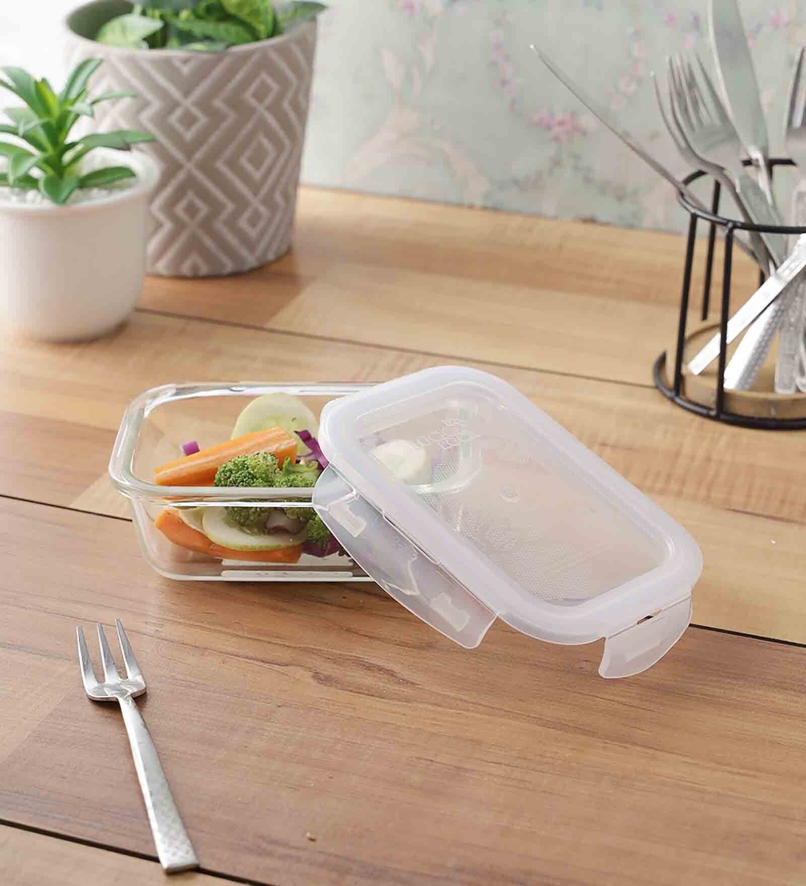 Oven Glass 380Ml Transparent Glass Airtight Food Storage Container