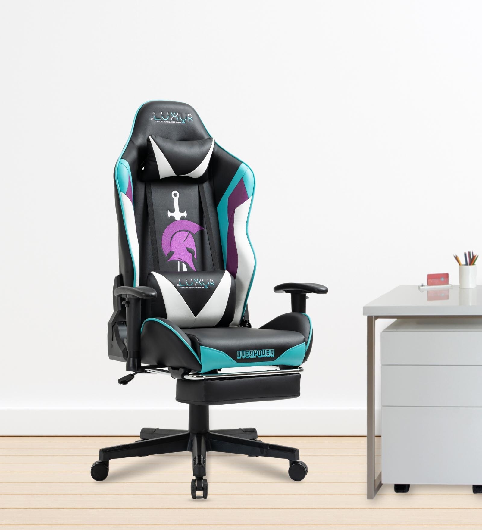 Overpower Leatherette Gaming Chair in Black & Purple Colour