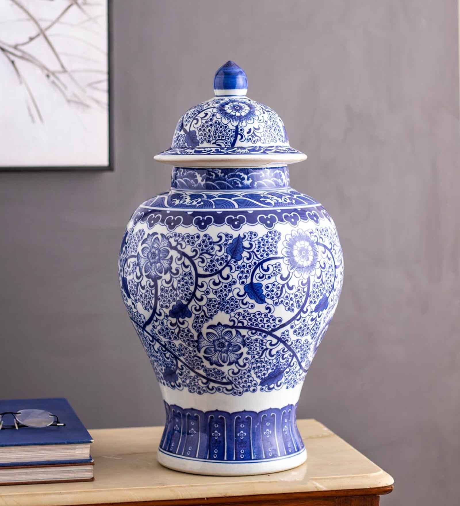 Oversized White Porcelain Lidded Vase