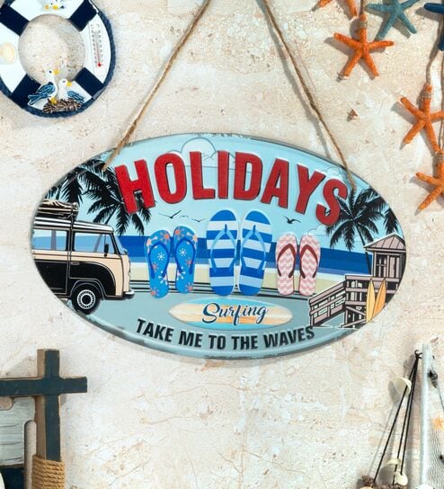 Oval Plates Big Wall Sign Holiday Beach Coastal Decor