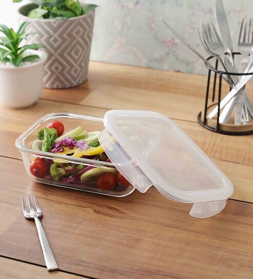 Oven Glass 630Ml Transparent Glass Airtight Food Storage Container