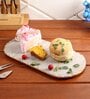 Oval  Marble Serving Tray with Gold Foil (Beige)