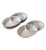 Oval White 11 Inch Melamine (Set of 4) Appetizer Platter with Dip Bowl