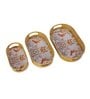Oval Pink & Gold Wavy Design Meena Tray Set of 3