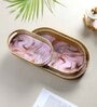 Oval Pink & Gold Wavy Design Meena Tray Set of 3
