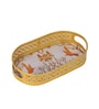 Oval Pink & Gold Wavy Design Meena Tray Set of 3