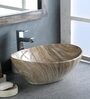 Oval Shape Ceramic Ivory Counter Top Wash Basin(L: 16, W: 13, H: 5 Inches)