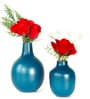 Oval Shape Set of 2 Blue Metal Vase