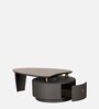 Ovic Rotating Marble Top Coffee Table In Grey Colour with Drawer