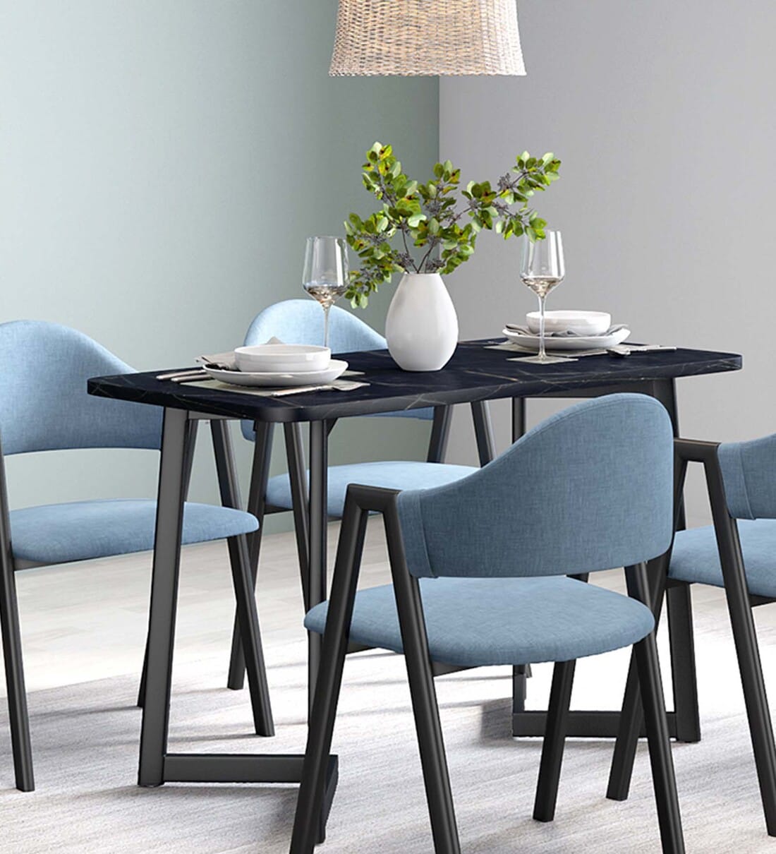 Buy Owen Metal 4 Seater Dining Table In Black Finish Online   Owen 4 Seater Dining Table In Black Colour By Durian Owen 4 Seater Dining Table In Black Colour By D 5prupv 