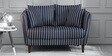 Owen 2 Seater Velvet Sofa in Indigo Blue and White Stripes Colour