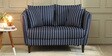 Owen 2 Seater Velvet Sofa in Indigo Blue and White Stripes Colour
