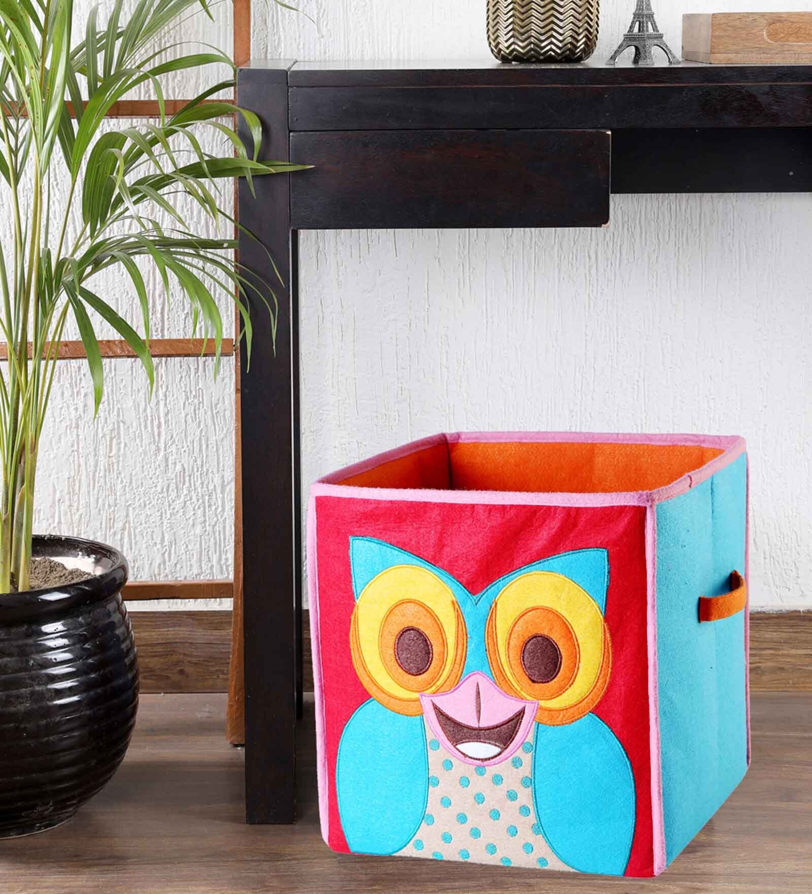 Owl Fabric Kids Storage Basket in Multi Colour