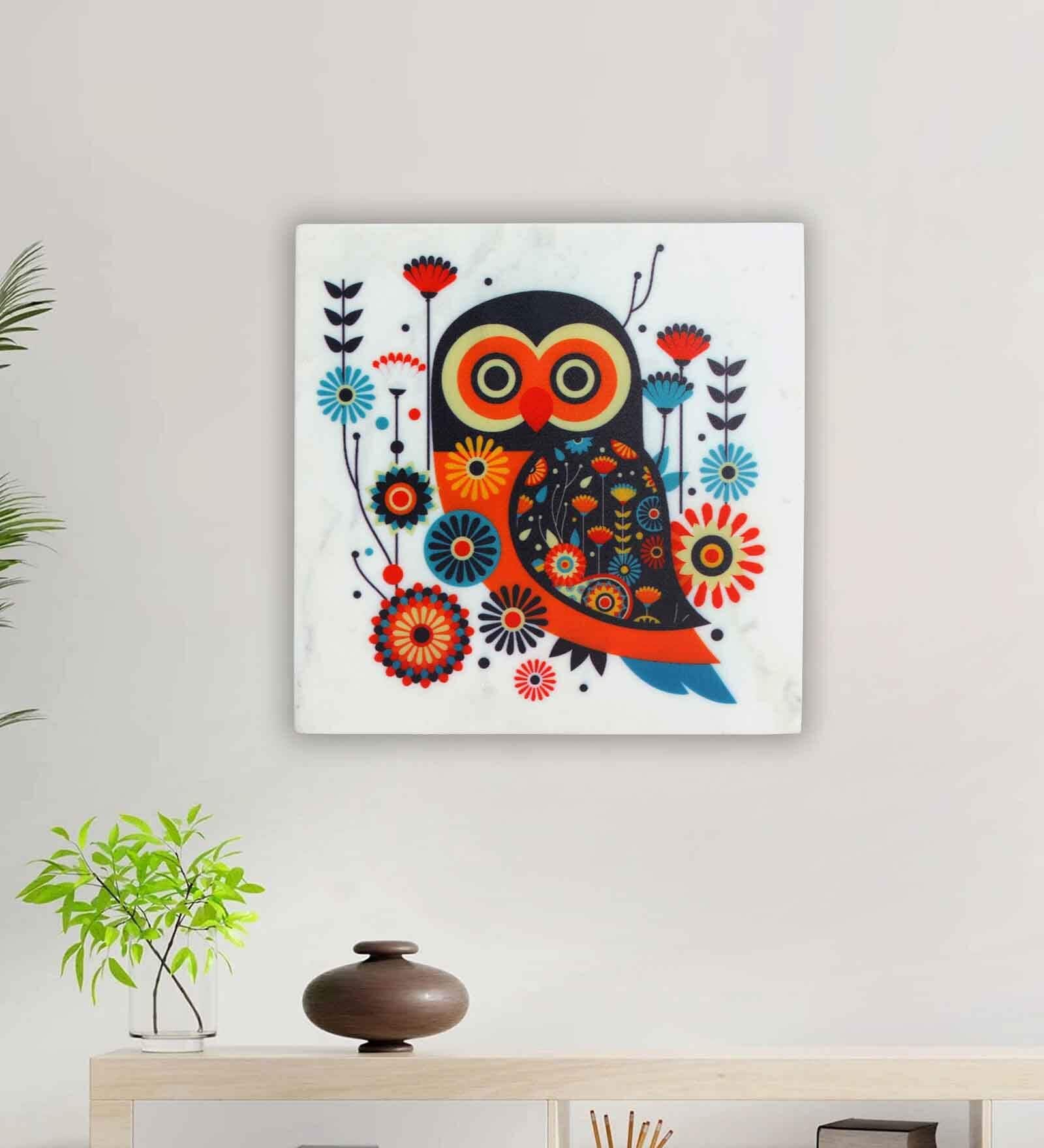 Owlsome White Marble Wall Art