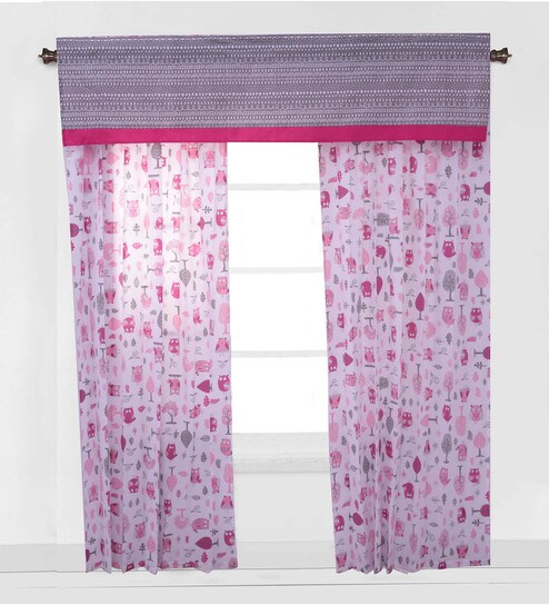 Buy Owls Window Curtain In Pink Set Of 2 Pc By Bacati Online