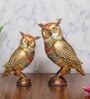 Owl Multicolour Metal (Set of 2) Figurine