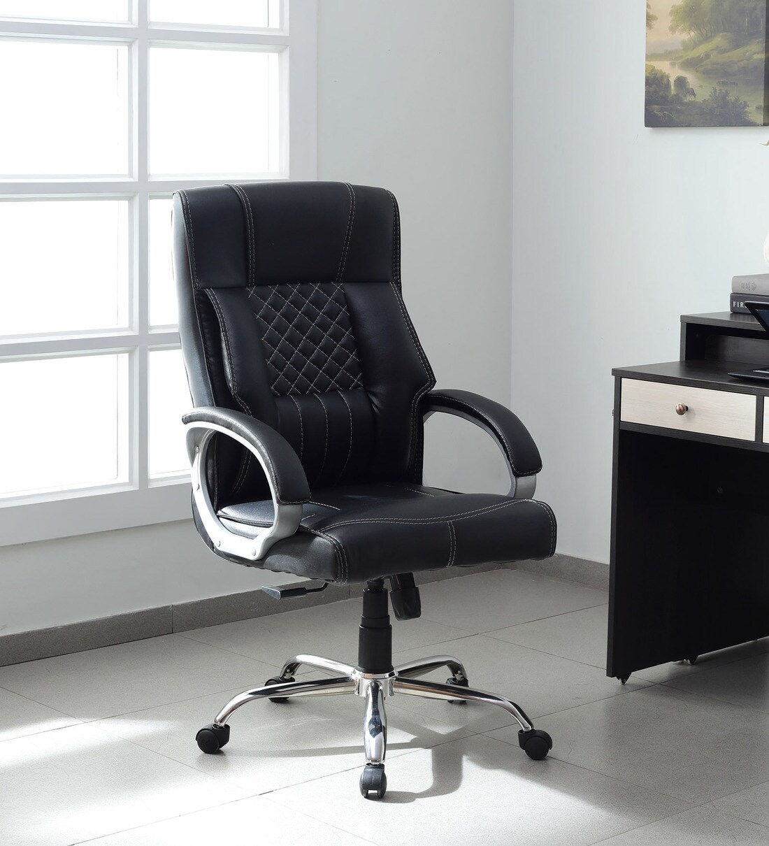 Buy Oxford Leatherette Executive Chair in Black Colour at 47% OFF by ...