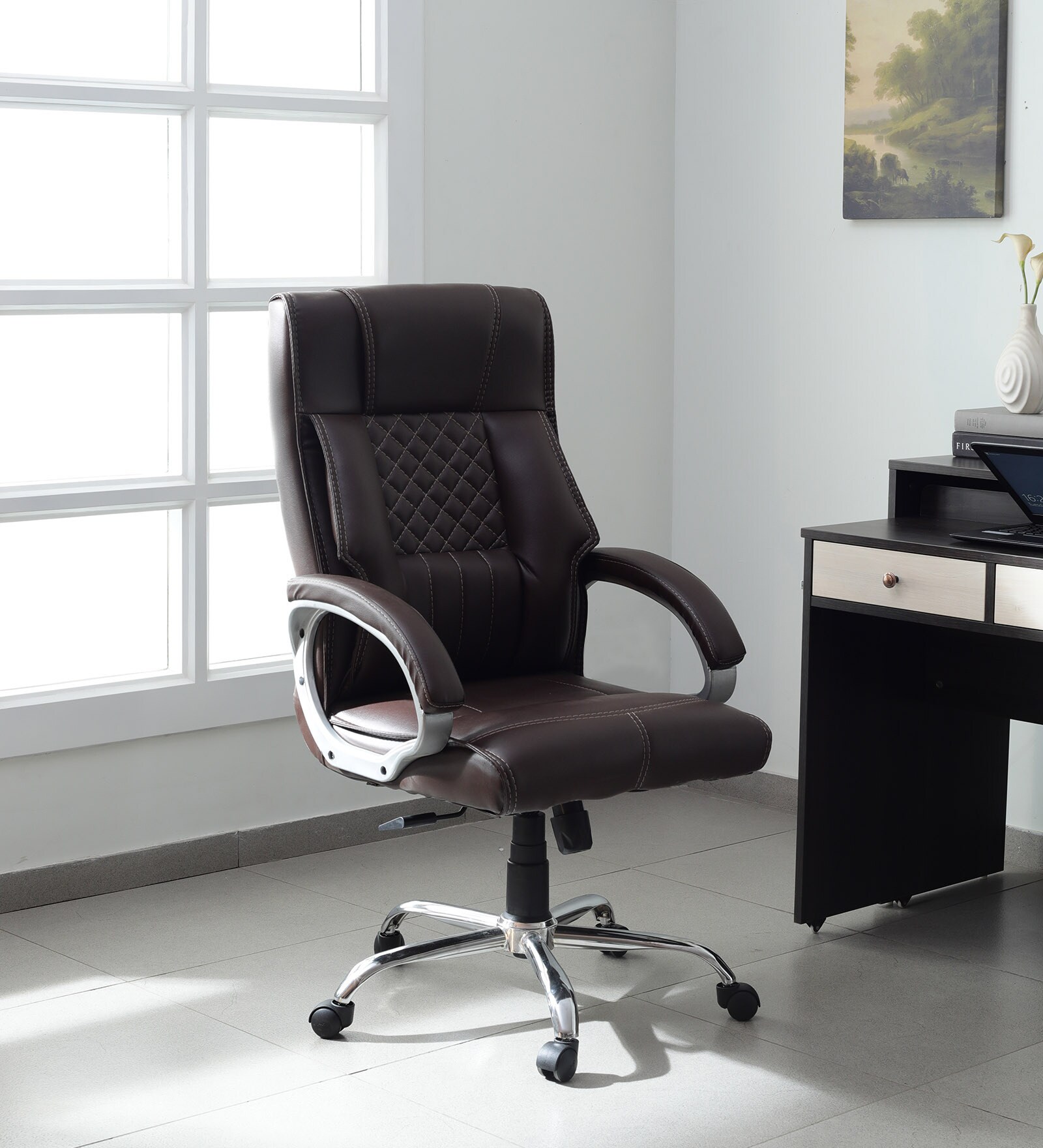 Buy Oxford Leatherette Executive Chair in Brown Colour at 47% OFF by ...