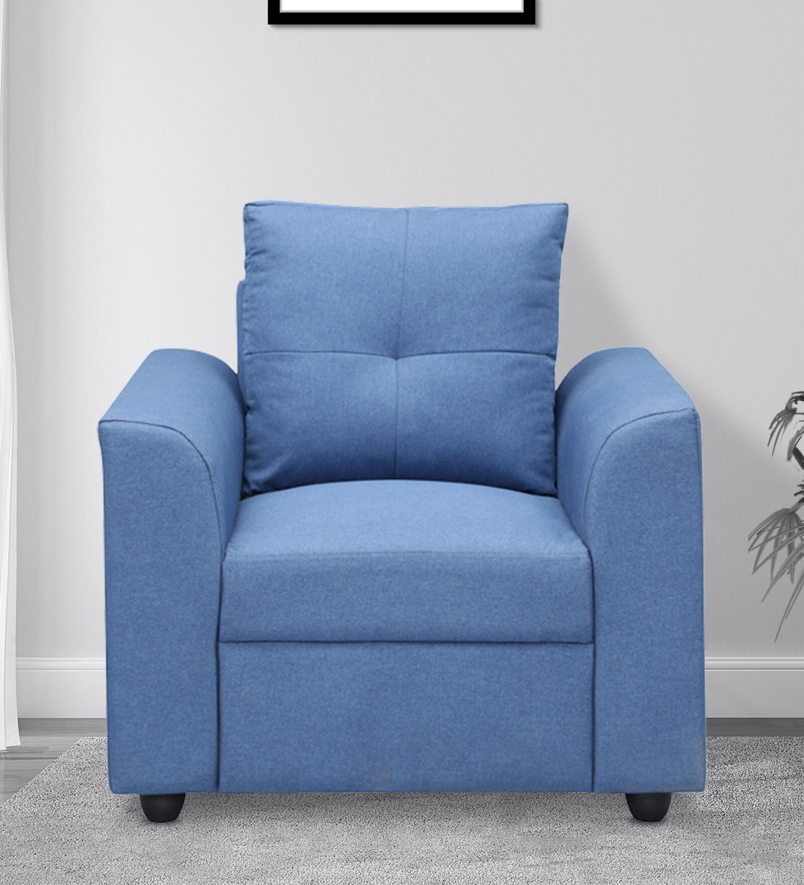 Oxnard 1 Seater Sofa in Blue Colour