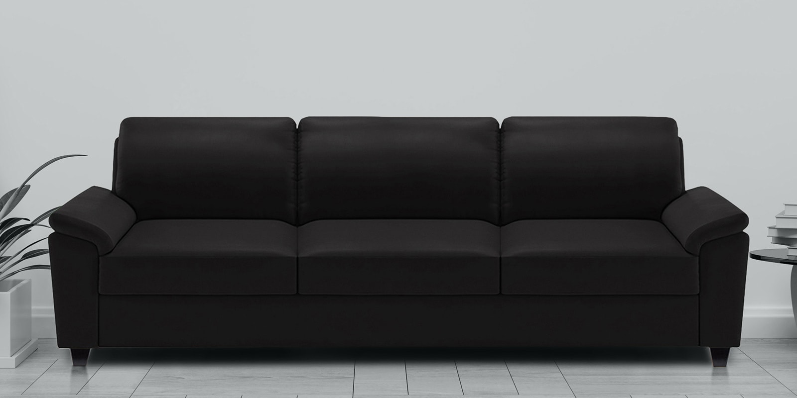 Oxford Leatherette 3 Seater Sofa In Black Colour