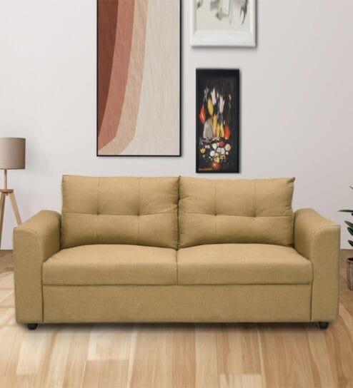 Oxnard 3 Seater Sofa In Camel Yellow Colour