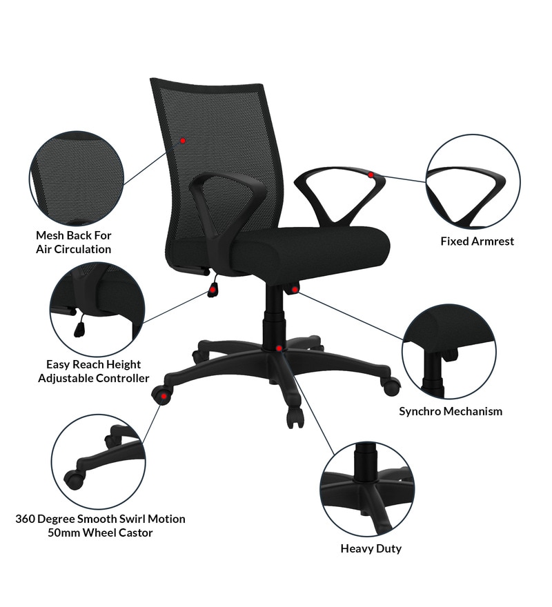 Buy Oxbo Ergonomic Chair in Black Colour by Godrej Interio Online - Mid ...