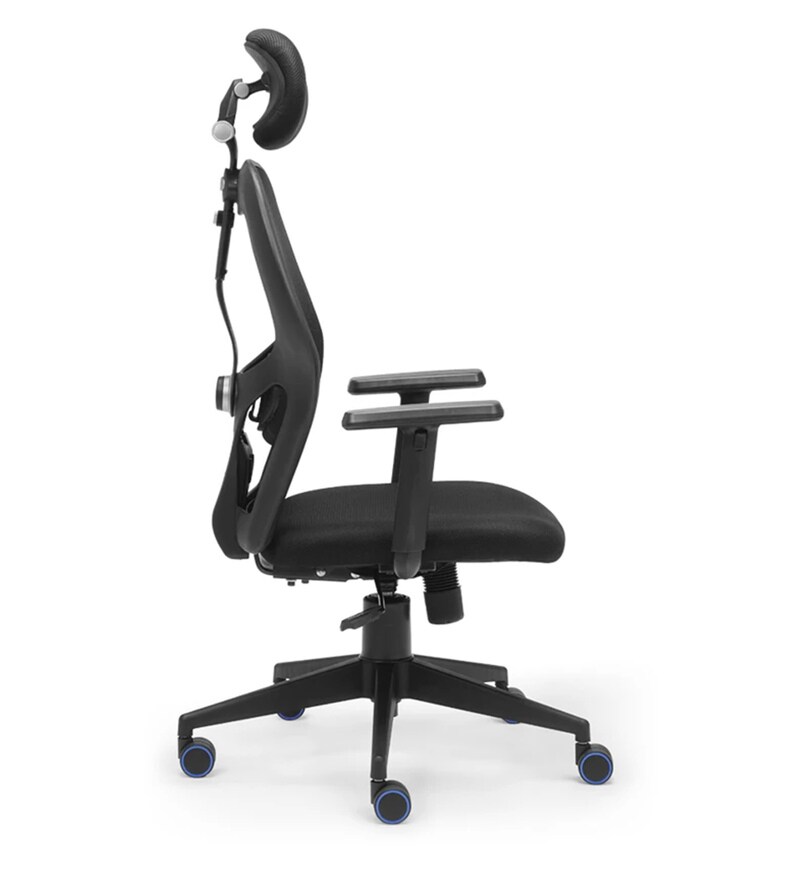 Buy Suave High Back Ergonomic Chair with Headrest in Black Colour by