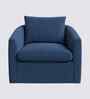 Oxford Boucle Fabric Lounge Chair In Blue Colour
