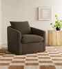 Oxford Boucle Fabric Lounge Chair In Brown Colour