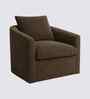 Oxford Boucle Fabric Lounge Chair In Brown Colour