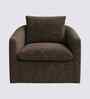 Oxford Boucle Fabric Lounge Chair In Brown Colour