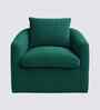 Oxford Boucle Fabric Lounge Chair In Green Colour