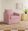 Oxford Boucle Fabric Lounge Chair In Pink Colour