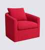 Oxford Boucle Fabric Lounge Chair In Red Colour