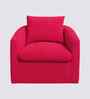 Oxford Boucle Fabric Lounge Chair In Red Colour